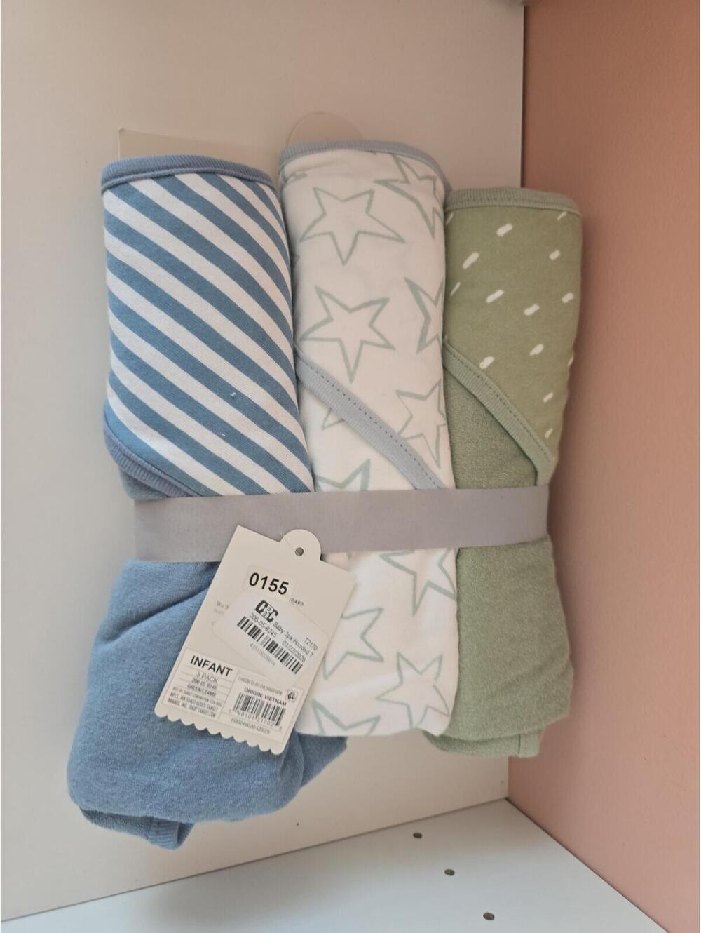 Brand new three pack of infant hooded towels.Item 155 bin 13